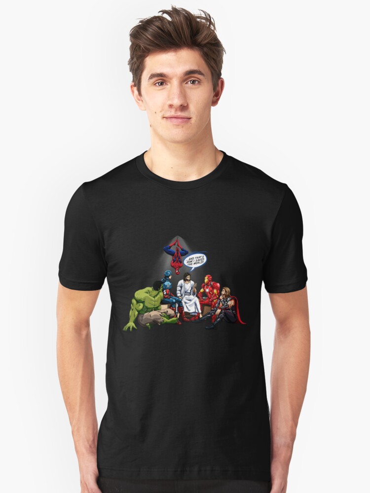Alternate view of AND THAT'S HOW I SAVED THE WORLD! - Jesus Slim Fit T-Shirt