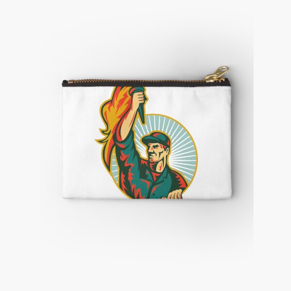 Item preview, Worker Holding Up Flaming Torch Circle Retro designed and sold by patrimonio.