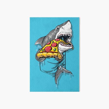 Great White Pocket Shark Loves Pizza Art Board Print