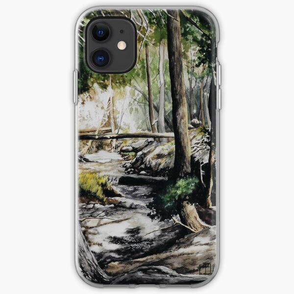 Original watercolor painting of a mountain creek iPhone Soft Case