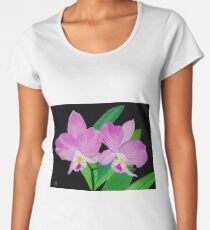 Rosa Blumen In Schwarz Frauen Premium T-Shirts