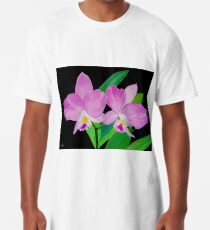 Rosa Blumen In Schwarz Longshirt