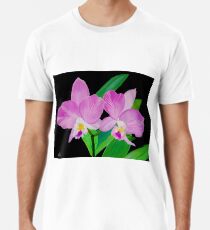 Rosa Blumen In Schwarz Männer Premium T-Shirts