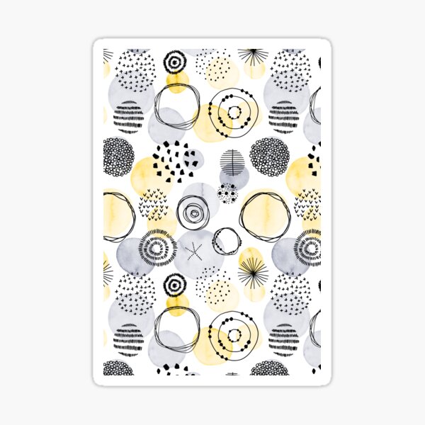 Watercolour Circles | Grey and Yellow Palette Sticker