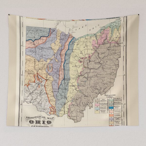 Item preview, Vintage Geological Map of Ohio (1872) designed and sold by BravuraMedia.