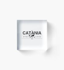 Catania Sicily with World Map Coordinates GPS Acrylic Block