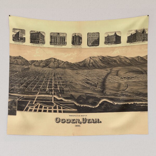 Item preview, Vintage Pictorial Map of Ogden UT (1890) designed and sold by BravuraMedia.