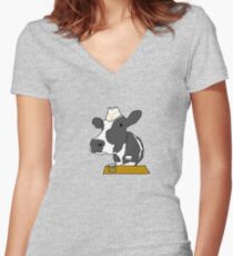 Don't tip the cow Women's Fitted V-Neck T-Shirt