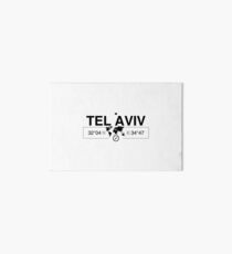 Tel Aviv Israel with World Map Coordinates GPS Art Board