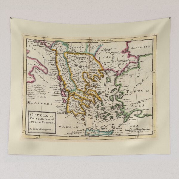 Item preview, Vintage Map of Greece (1736) designed and sold by BravuraMedia.