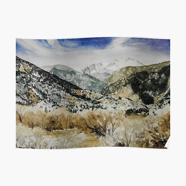 Original watercolor painting of Pikes Peak foothills Poster