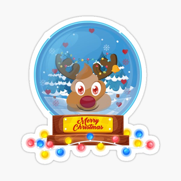 "Reindeer Poop Christmas Snow Globe Tshirt Funny Xmas Poo Tee" Sticker