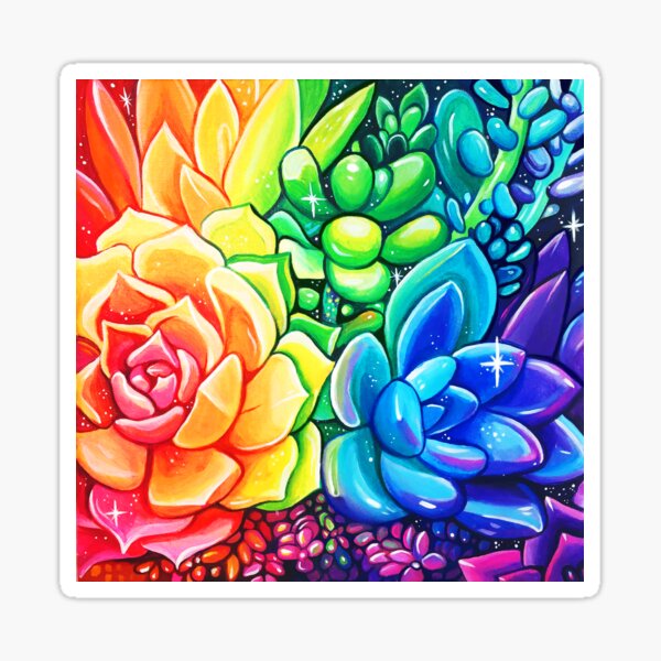 Rainbow Succulents - Acrylic Painting Sticker