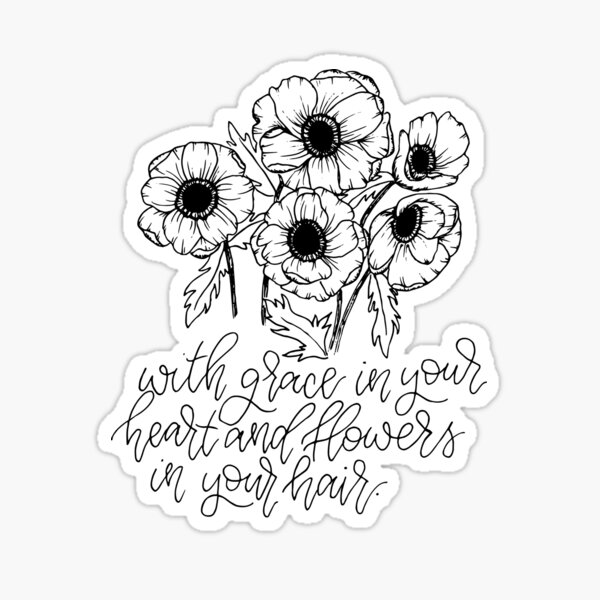 Black and White Watercolor Daisy Doodle | Sticker