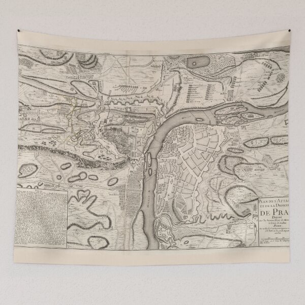 Item preview, Vintage Map of Prague (1742) designed and sold by BravuraMedia.