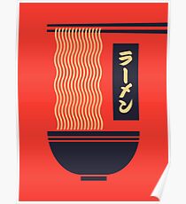 Ramen Japanese Food Tonkotsu Noodle Bowl - Red Poster