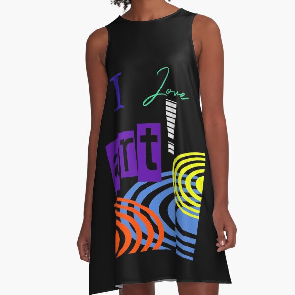 i LOVE ART RETRO GRAPHIC DESIGN BY JANE HOLLOWAY A-Line Dress