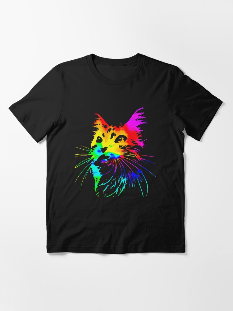 black cat tie dye shirt