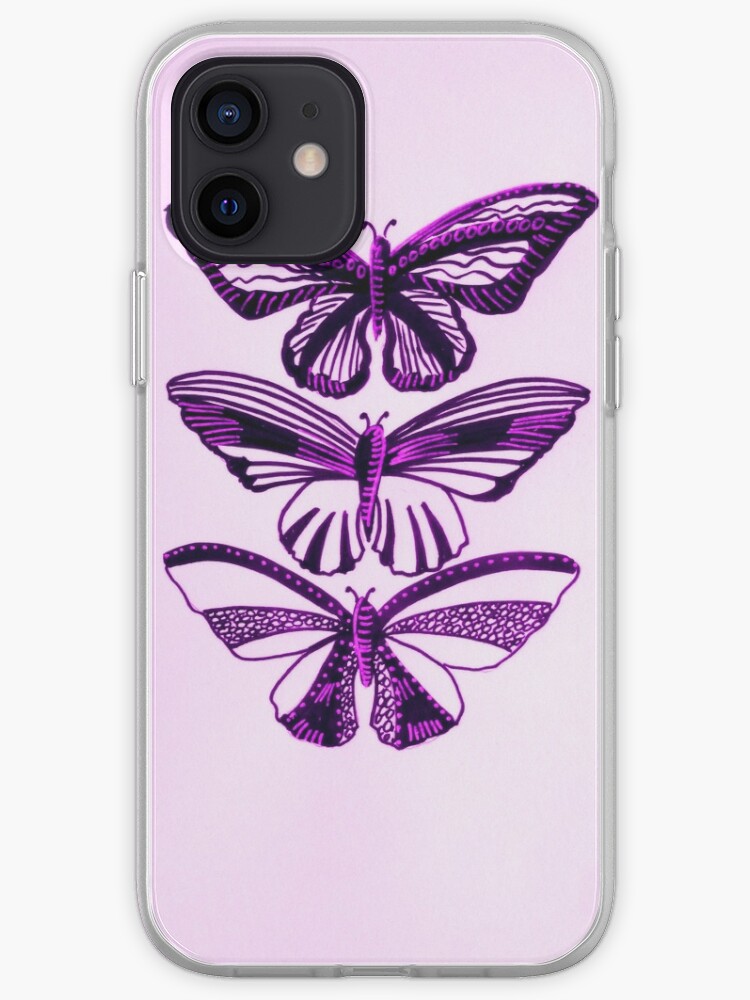 Coque Iphone Papillon Rose Papillons Roses Un Dessin De Moi Par Catejacobs Redbubble