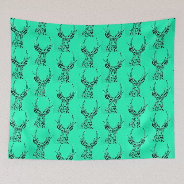 Item preview, Aqua Print of a Deer Head with Antlers designed and sold by cathyartist.