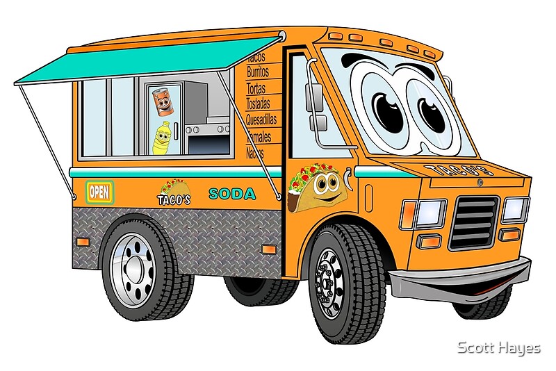 Orange Taco Truck Cartoon Art Print