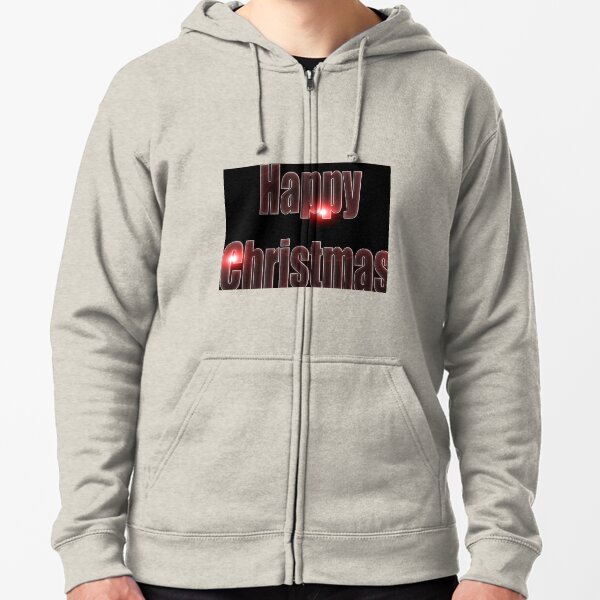 Happy Christmas glow red Zipped Hoodie