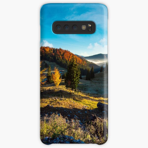 wonderful autumn sunrise with fog in the valley Samsung Galaxy Snap Case