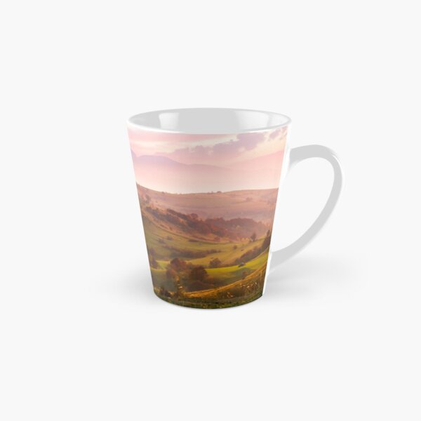 purple sunrise in foggy countryside Tall Mug