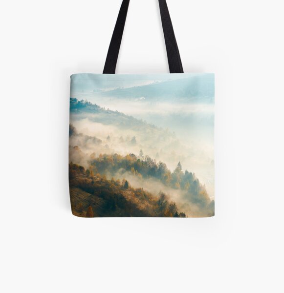 beautiful foggy autumn background All Over Print Tote Bag