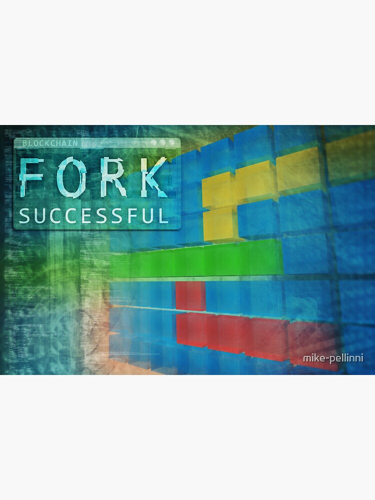 Thumbnail 3 of 3, Sticker, Blockchain hard fork successful. 3D illustration designed and sold by mike-pellinni.