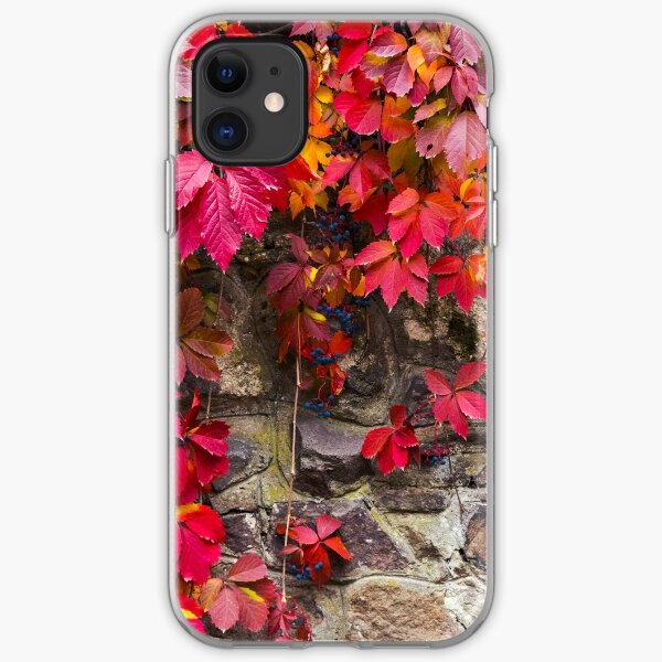 colorful texture of ivy plant on the stone wall iPhone Soft Case