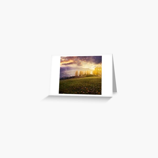 cloudy sunrise in mountains Greeting Card