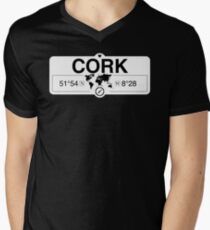 Cork Munster with World Map Coordinates GPS Men's V-Neck T-Shirt