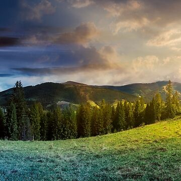 Artwork thumbnail, time change concept above alpine forest glade by mike-pellinni