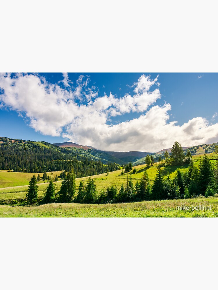 Thumbnail 3 of 3, Sticker, early autumn countryside in mountains designed and sold by mike-pellinni.