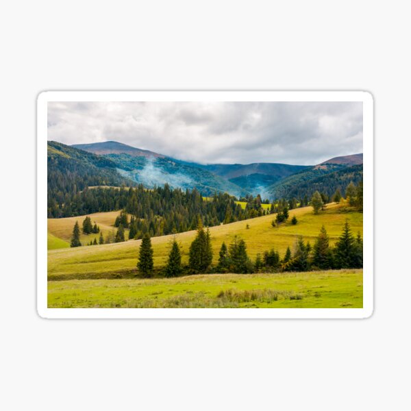 overcast autumn day in mountains Sticker