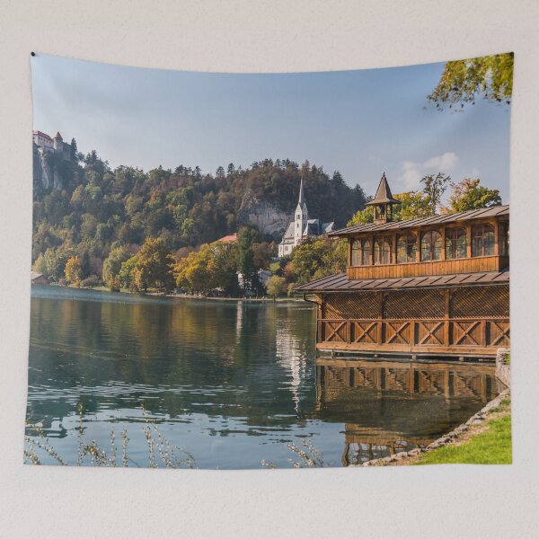 Item preview, Boathouse on Lake Bled Slovenia designed and sold by Jon Shore.