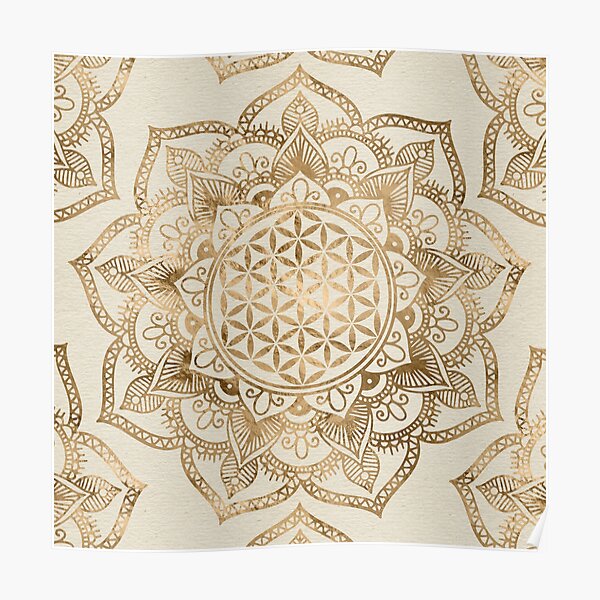 Flower of Life in Lotus - pastel golds and canvas Poster
