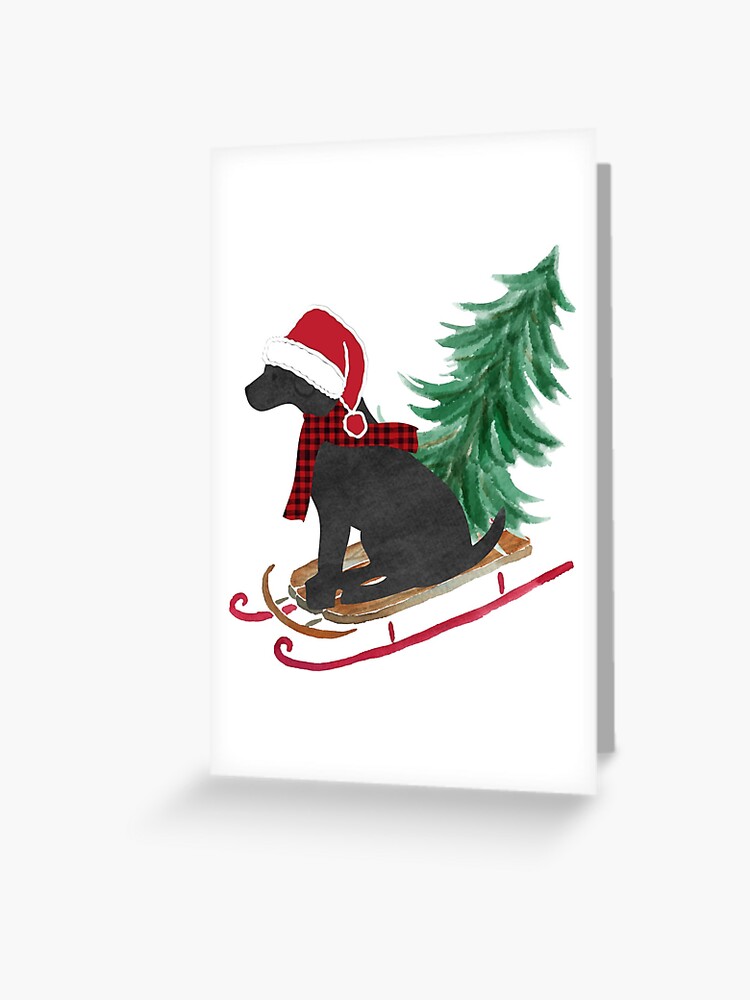 Night Before Christmas- Preppy Black Labs Greeting Card for Sale