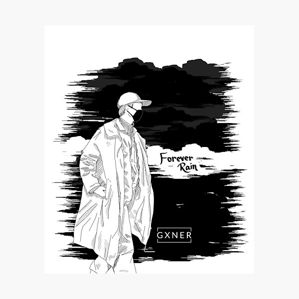 Forever Rain line art Photographic Print