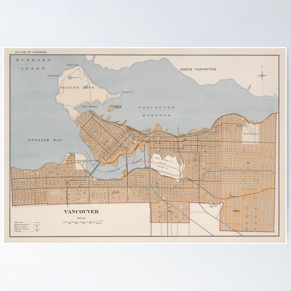 Item preview, Vintage Map of Vancouver Canada (1915) designed and sold by BravuraMedia.