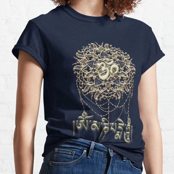 Vista previa del artículo con la obra «Om mani padme hum dorado con mandala», diseñado y vendido por LuciaS.