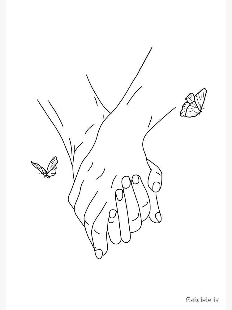 "Holding Hands / Love / Line Art" Spiral Notebook by Gabriele-iv