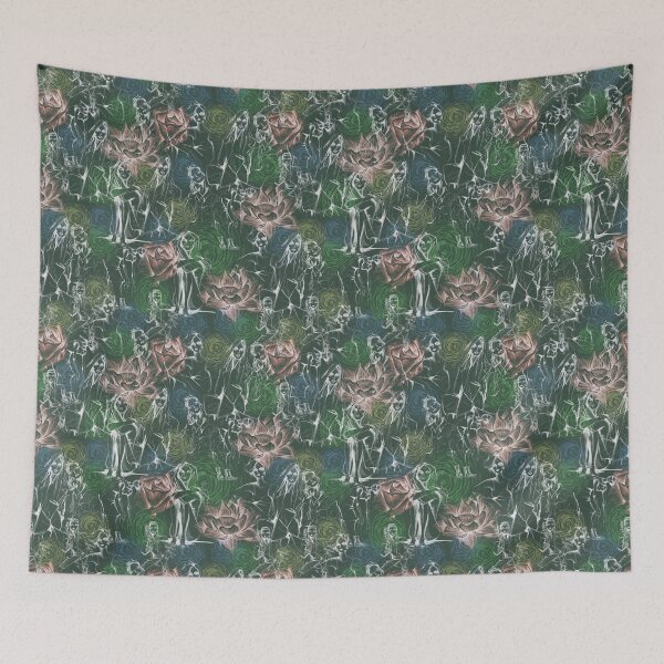 Item preview, green floral with ladies designed and sold by Lara Wolf.