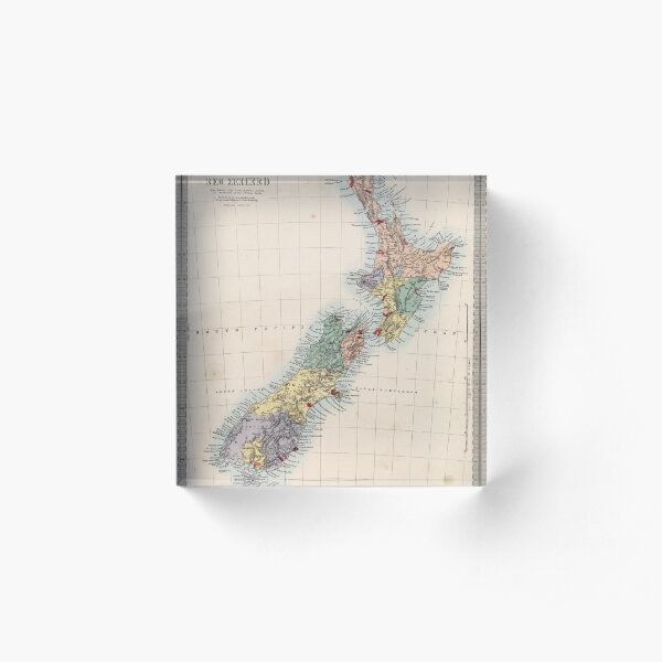 Vintage Map of New Zealand (1865) Acrylic Block