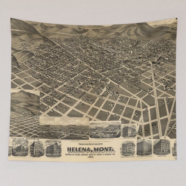 Item preview, Vintage Pictorial Map of Helena MT (1890) designed and sold by BravuraMedia.
