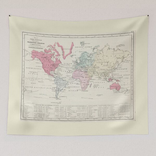 Item preview, Vintage Map of The World (1865) designed and sold by BravuraMedia.