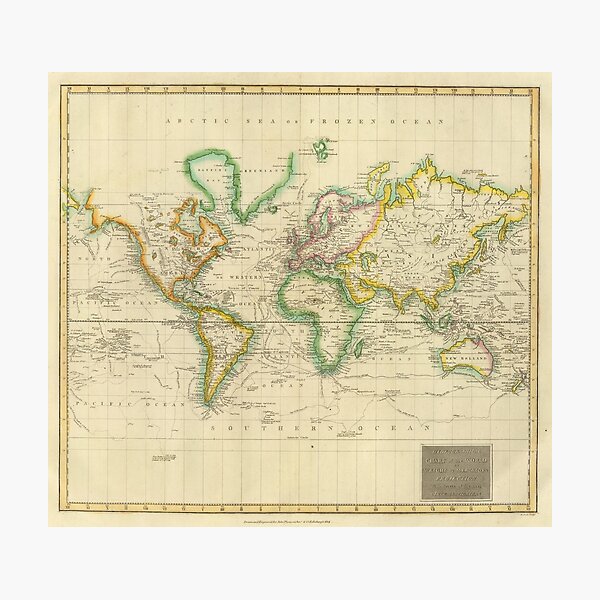 Item preview, Vintage Map of The World (1814) designed and sold by BravuraMedia.