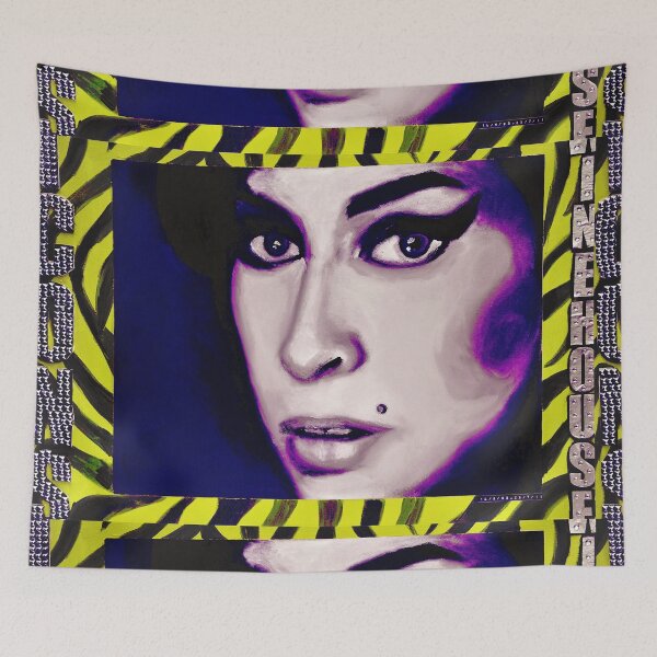 Artikelvorschau, "ICONS: WEINHAUS" - ACID GELB + LILA ZEBRA PRINT FRAME entworfen und verkauft von LizSelleyArt.