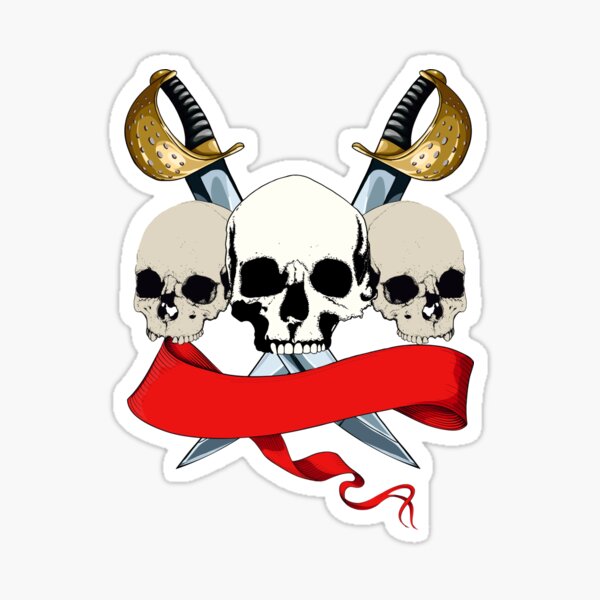 Pirate Flag Skull and Crossed Swords by Chillee Wilson Sticker for Sale by  ChilleeWilson